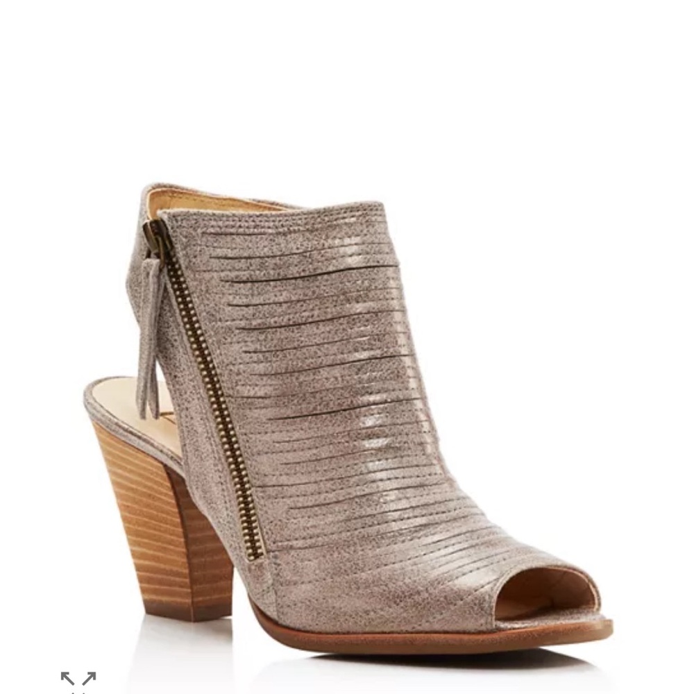 Women's Taupe Peep-Toe Heeled Bootie - Stylish Zip Detail